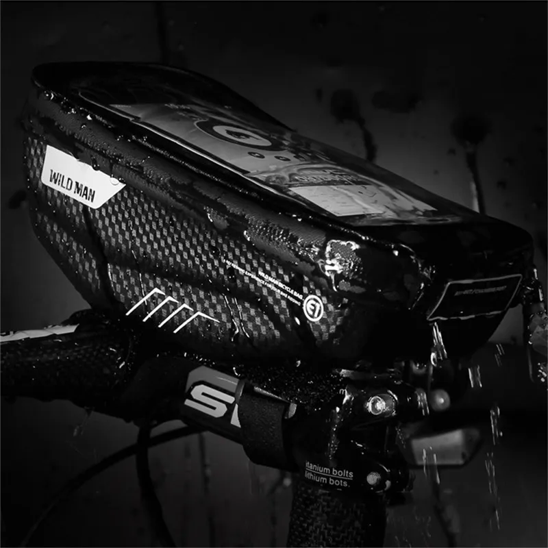 Сумка для велосипеда WILD MAN MTB Передняя непромокаемая 5,8/6,0 дюймовый чехол для телефона с сенсорным экраном дорожный велосипед сумка передняя трубка сумка велосипедные аксессуары