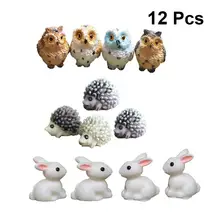 12 шт. микро пейзаж животное орнамент микро ландшафтное украшение мини Смола Сова Ежик кролик орнамент