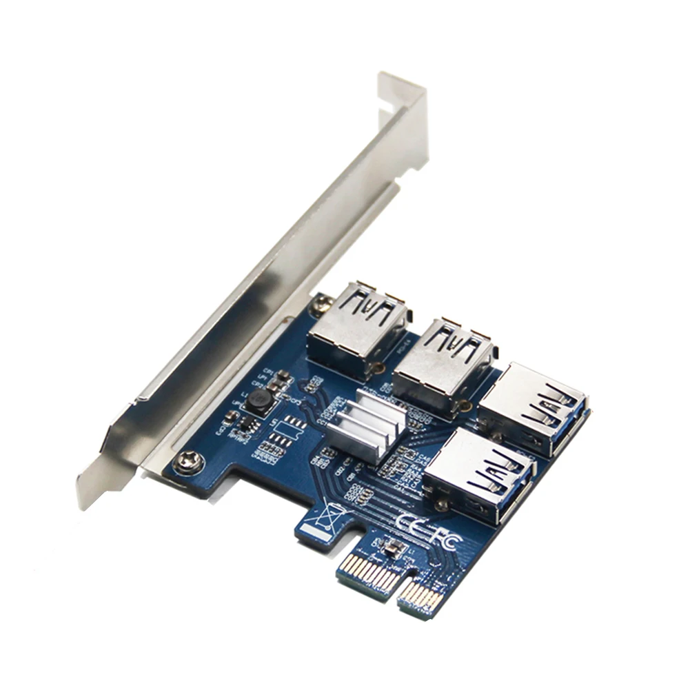 Adaptador PCI-E a PCI-E para minería, convertidor de tarjeta elevadora especial PCIe para minería BTC, 1 vuelta, 4 ranura pci-express 1x a 16x USB 3,0