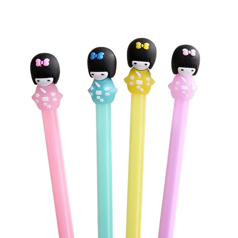 2pc Cute Kimono Girl Avatar Gel Pen Cartoon Black Pen Accessories Office School Supplies Korea Stationery