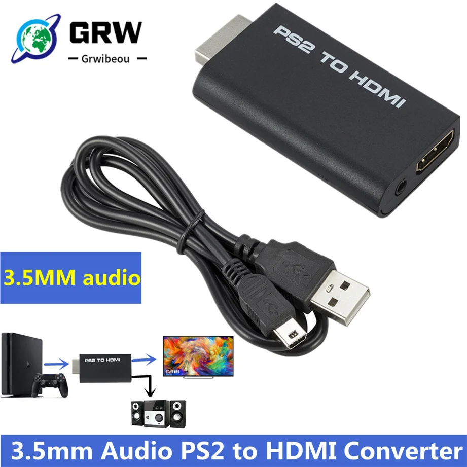 PortablePS2toHDMI480i480p576iAudioVideoConverterwith35mm