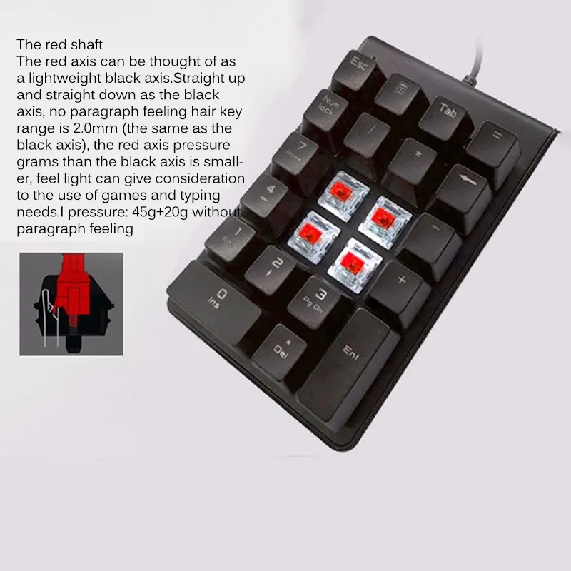 Проводной 22 клавиши мини Numpad Механическая Подсветка цифровая клавиатура Расширенная раскладка USB интерфейс компьютерные аксессуары