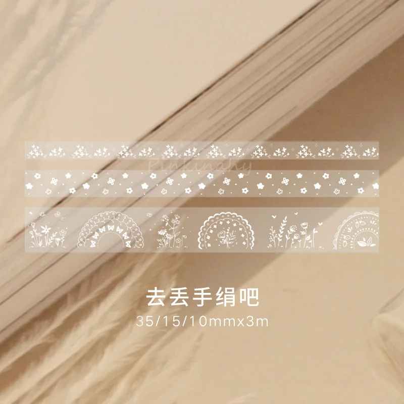 3 шт./компл. ретро белый прозрачный журнал васи лента декоративная клейкая лента DIY Скрапбукинг Стикеры этикетка японская Канцелярия - Цвет: 2