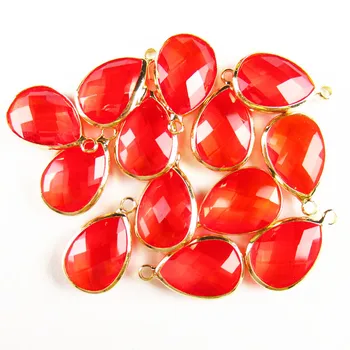 

10Pcs Beautiful Faceted Wrapped Red Titanium Crystal Teardrop Pendant Bead 18x14x6mm 31BB