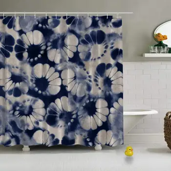 

Abstract Shibori Floral Motif Seamless Pattern Waterproof Shower Curtain for Bathroom,72''L x 72''W