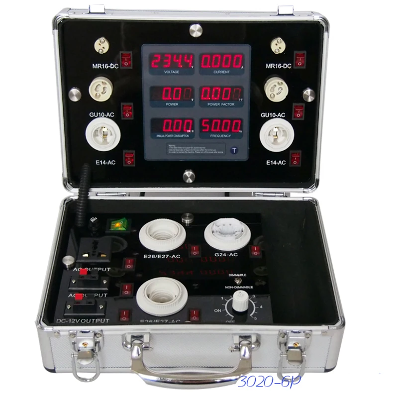 

85-264V Portable LED Energy-saving Lamp Display Case LED Lighting Demo Box LED Digital Display Test Box 3020-6P