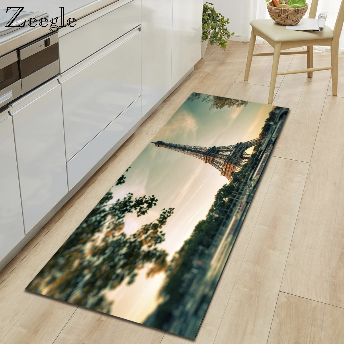Zeegle Scenic Rectangle Kitchen Carpet Hallway Decoration Foot Rug Anti-slip Water Absorption Bedroom Kids Room Play Carpet
