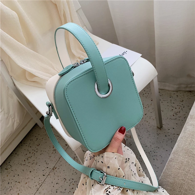 

HOT Square Design Fashion Women Shoulder Bag Leather Women's Crossbody Messenger Bags Ladies Purse Female Stitching Bolsa New