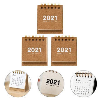 

1 Set of Mini Calendar Tabletop Calendar Paper Portable Desk Calendar for Office Routine Date Reminding