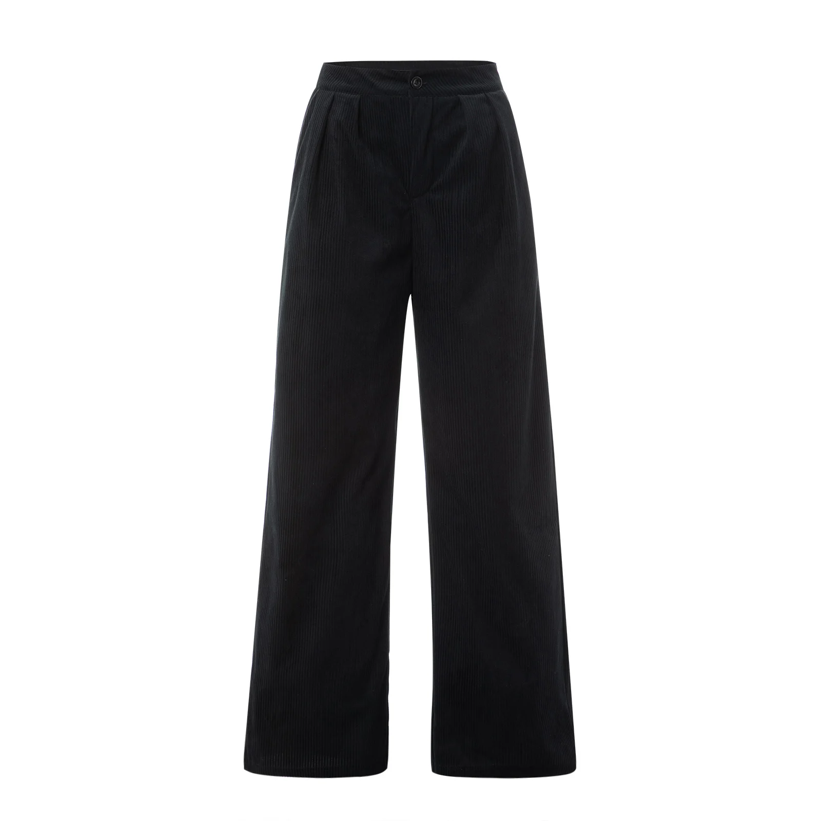 Women Casual Wide-leg Pants Adults High-waisted Solid Color Trousers with Pockets |