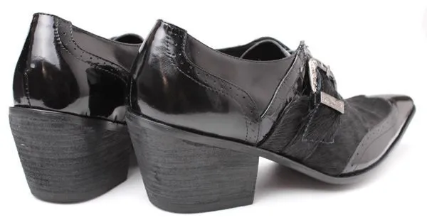 Christia Bella/деловые мужские туфли с острым носком из натуральной кожи; модные вечерние туфли на меху с пряжкой; мужская обувь, увеличивающая рост
