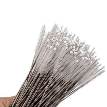 

50/100Pcs/Lot Baby Bottle Straw Brushes For Reusable Plastic Straws Stainless Steel Straw Brush 17cm Fit for 6mm Diameter Straws
