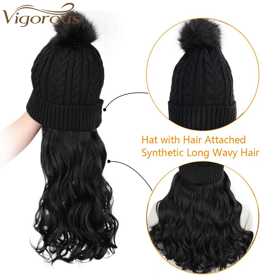 Womens Winter Beanie Hats with Hair 