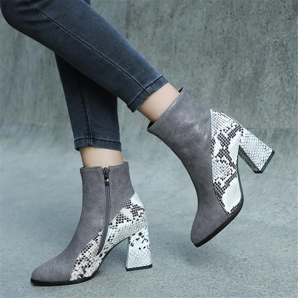 BONJOMARISA New 32-43 INS Hot Fretwork Patchwork Booties Ladies Winter Add Fur Ankle Boots Women 2019 High Heels Shoes Woman