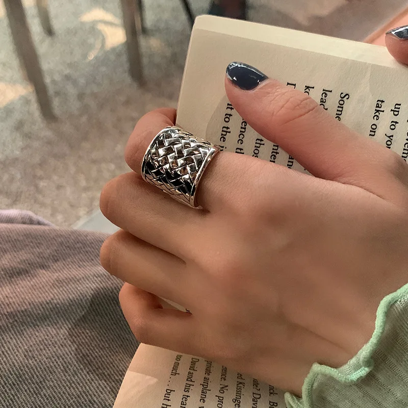 QMCOCO Korean INS Trend Simple Wide Exaggerated Ring Personality