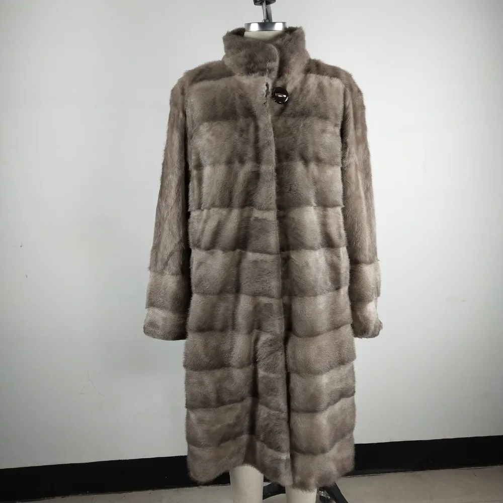 Fashion Mink Fur Coats For Women Real Fur Jackets Slim Overcoats Warm Stand Collar Nature Mink Capped Winter Tops MKW-228