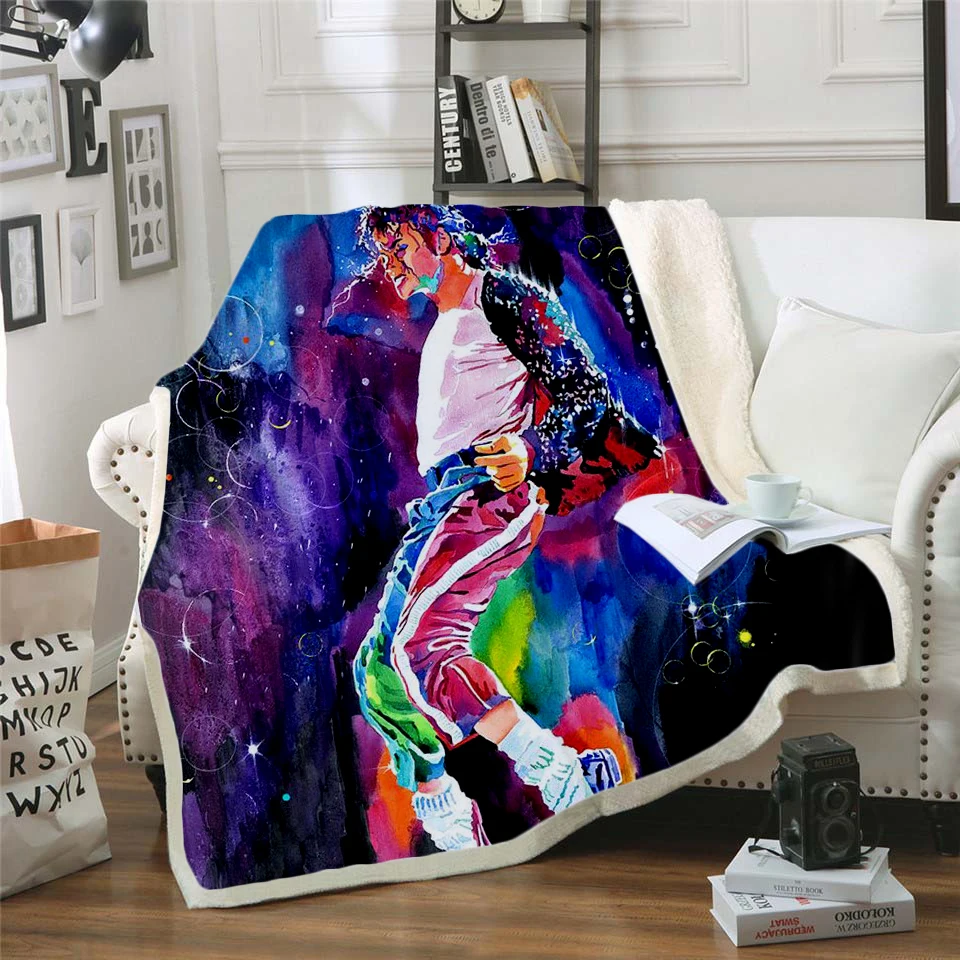 Michael Jackson 3D Printed Sherpa Blanket Warm Soft Sofa Bed Throw Fleece Gift 