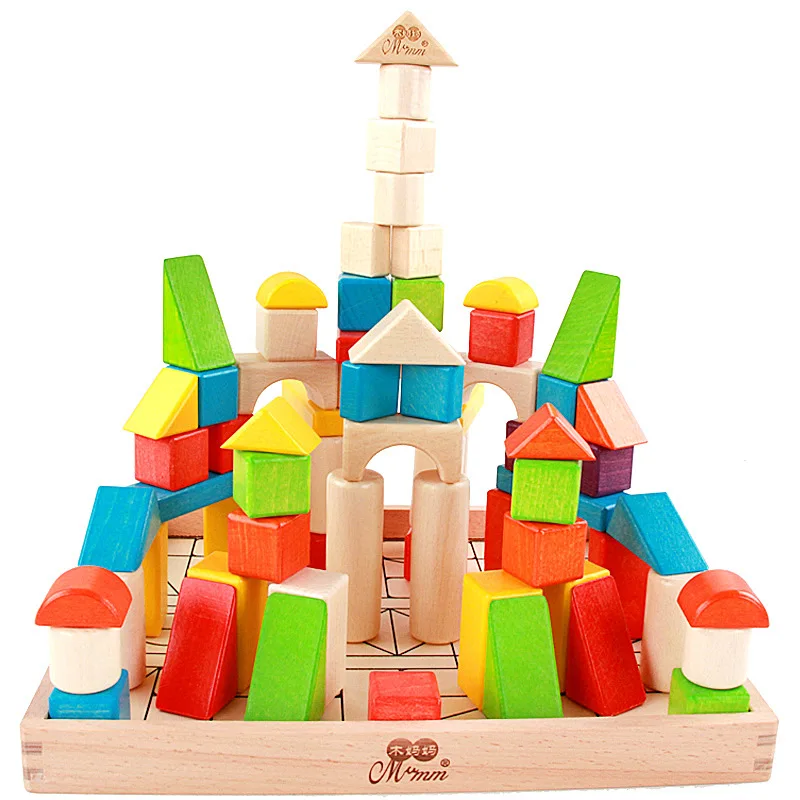

Wood Mom Early Childhood Educational 28-72 Grain Building Blocks Color Building Blocks Shape Cognitive Toy CHILDREN'S Wooden Toy