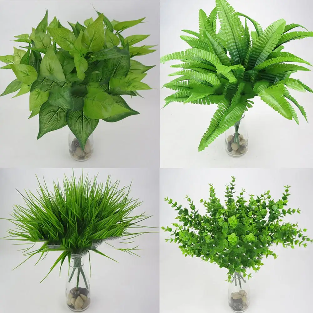 

1Pc Artificial Plant Artificial Green Leaf Plants Plastic Fake Plants Simulation Decorative Plant Office Garden Home Decoration
