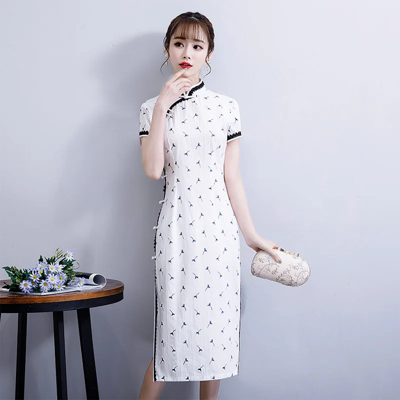 

2020 Real New Spring/summer 2020 Chinese Wind Modified Brief Paragraph Elegant Dresses, Cultivate Morality Show Thin Silk Dress