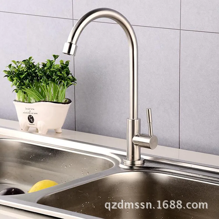 

Single Cold Water Kitchen Faucet 304 Stainless Steel Washing Basin Faucet Laundry Tub Leading Sink Faucet Lead-Free