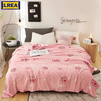 

LREA плед coral Fleece Blanket Hot sale solid super warm soft throw winter on Sofa Bed Plane Travel bedspreads sheets BLANKETS