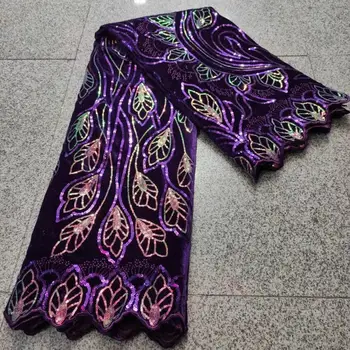 

Soso Velvet Fabric Sequined African Lace Fabric 2020 High Quality Lace Embroideried Nigerian Lace Fabrics For Women Wedding