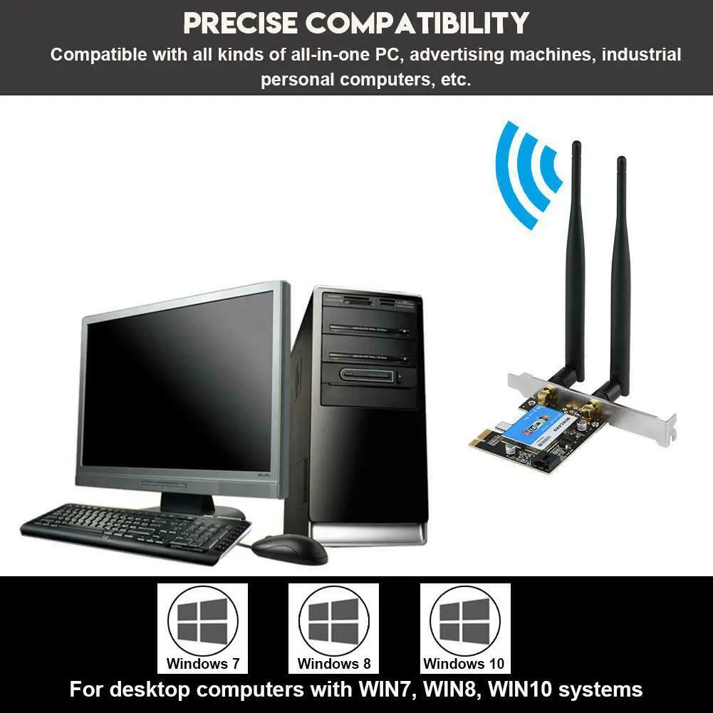 2,4 5G 433M сетевая карта Bluetooth Настольный ПК PCI-e Беспроводная быстрая антенна домашняя Высокая Совместимость Замена передачи wifi