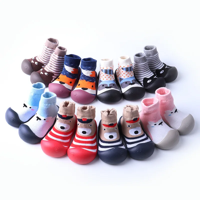 2019 Spring Autumn New Baby Shoes Socks Toddler Cartoon Children Floor Socks Non-slip Rubber Cotton Socks Baby First Walkers