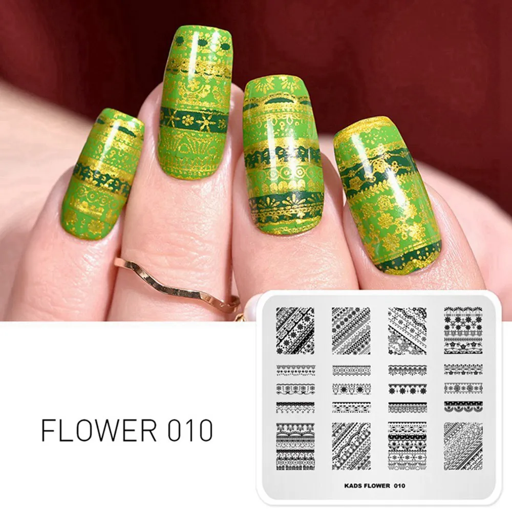 FLOWER 010 Новинка 7*8 см штамповки пластины красота дизайн из нержавеющей стали шаблоны для дизайна ногтей DIY Рождественский трафарет печать штамп-печатка - Цвет: FLOWER 010