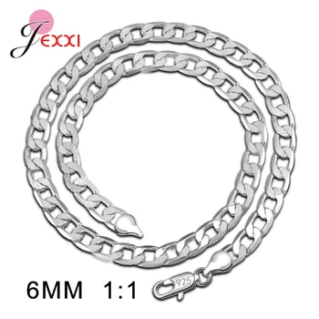 

Top Brand Elegant Women 925 Sterling Silver Link Chain Necklaces Jewelry For Party Gift 6 mm Thickness Length 16 18 20 24 Inches