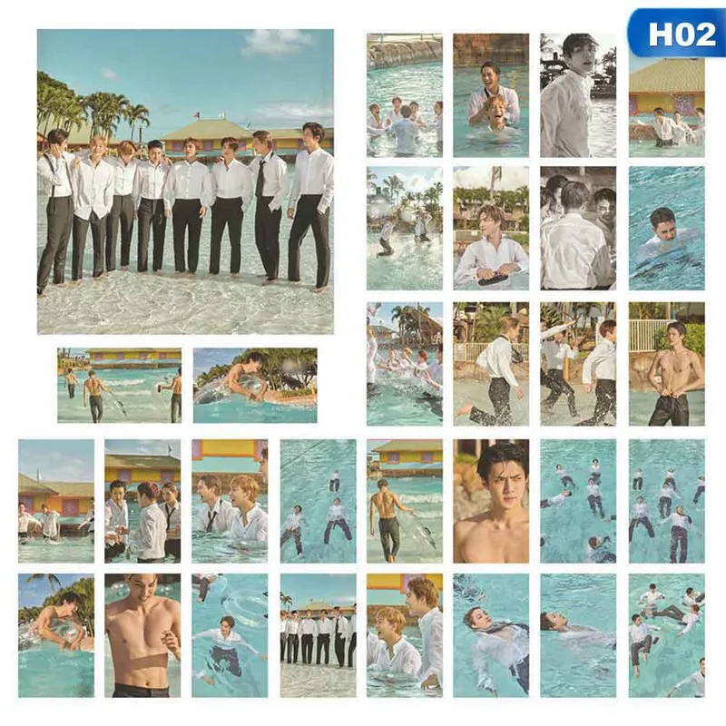 30Pcs/set KPOP GOT7 Photo Pictures Cards Boy LOMO Cards Self Made LOMO Pictures Photocard Fan Supplies - Color: 2