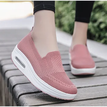 

MCCKLE Women's Flat Platform Shoes Breathable Vulcanized Woman Slip On Casual Fashion Ladies Walking Female Summer 2020 Hot New