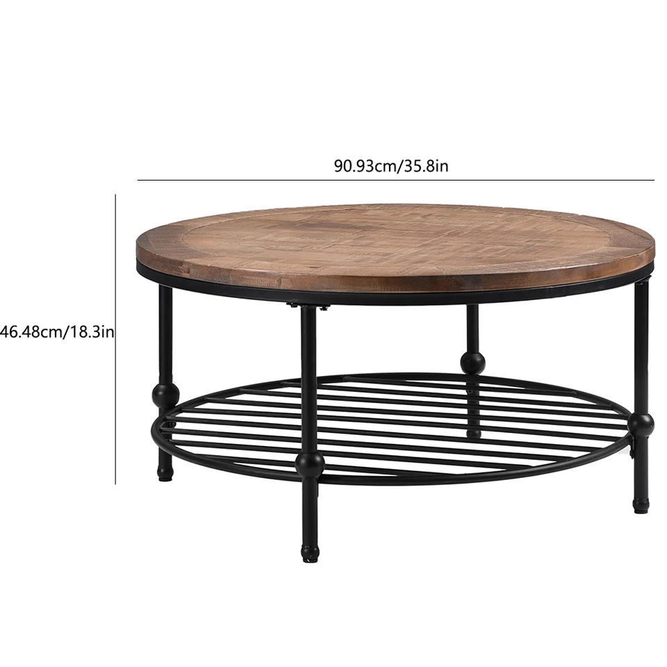 Home Office Rustic Round Coffee Table Living Room Tea Cocktail - Home Office Rustic Round Coffee Table Living Room Tea Cocktail