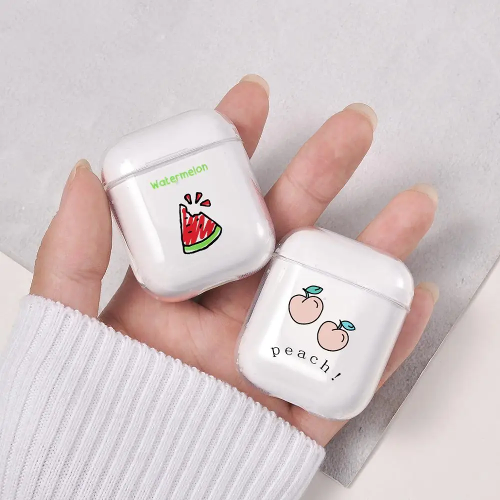 

Clear Soft Cute Cartoon Case For Apple airpods case Fruit Peach pineapple Wireless Bluetooth Earphone Case For Airpods Case