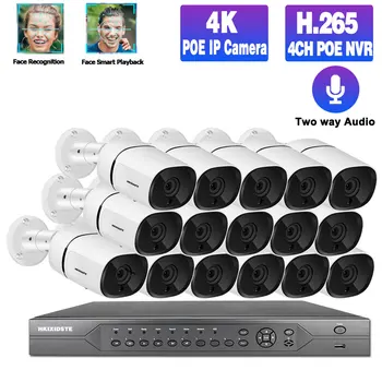 

5MP POE Cctv Camera Security System Kit 4K 16ch NVR Kit Outdoor Waterproof Two Way Audio POE Video Surveillance IP Camera System