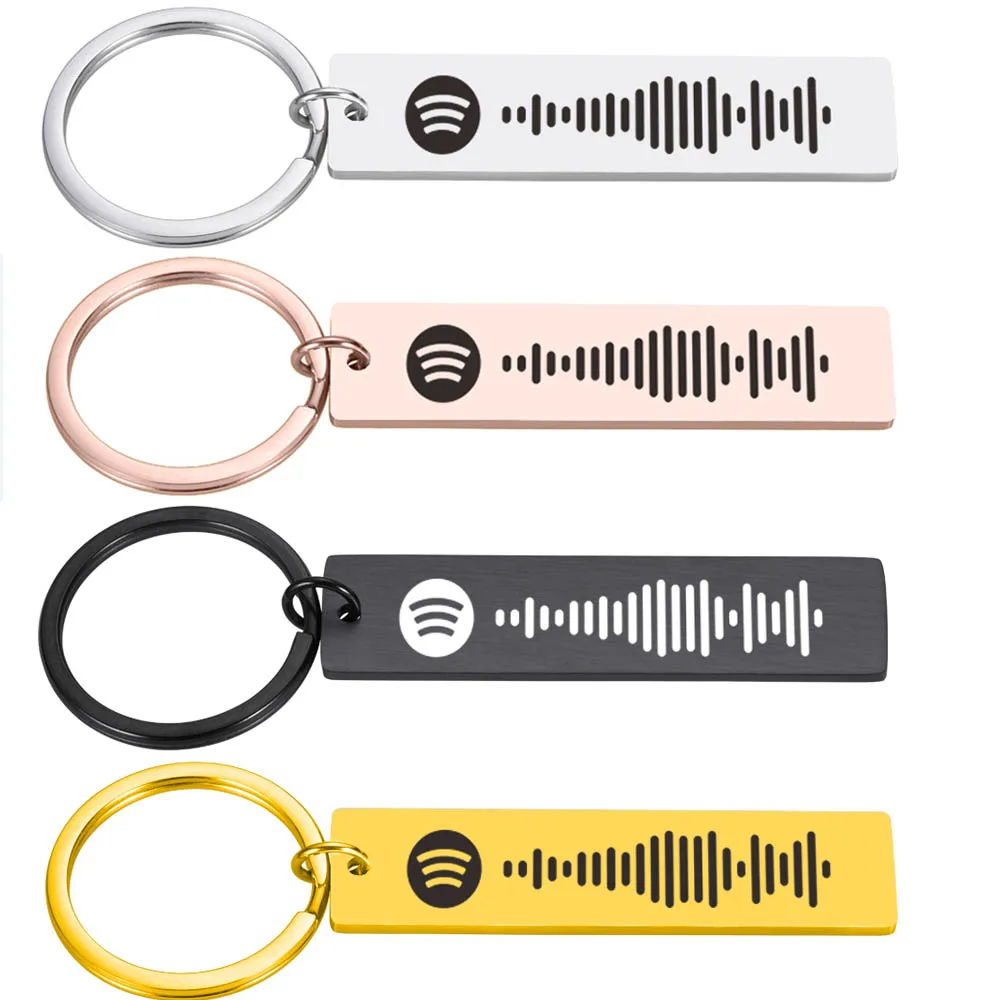 Personalized Keychain Custom Music Spotify Scan Code Keychain Stainless Steel Key Chain Ring Laser Engrave Spotify Code Jewelry