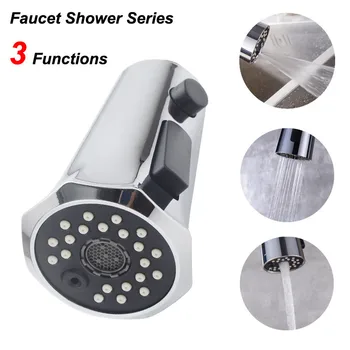 

Water Stream Sink Faucet Pull Head kitchen Accessories Horn Button Switch 3 Function Shower Head душ экономия воды