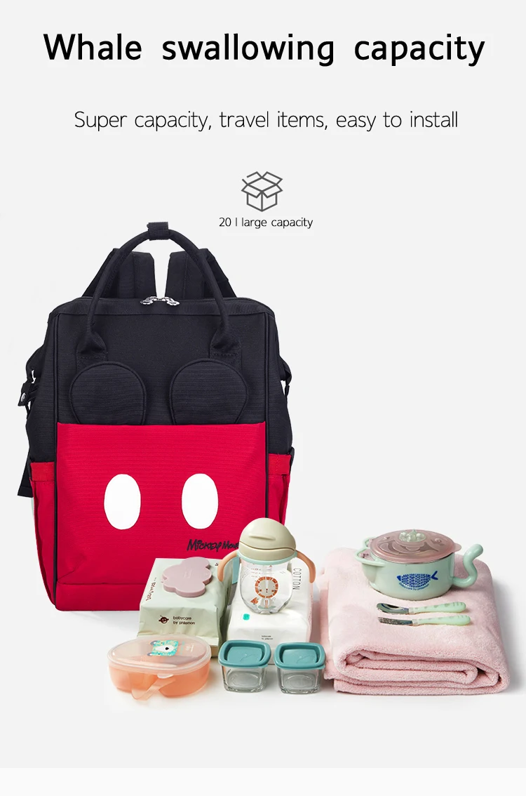 Розовая сумка для подгузников для беременных с рисунком Минни Маус, USB сумка для ухода за ребенком, Большой Вместительный рюкзак для подгузников для мам, водонепроницаемый