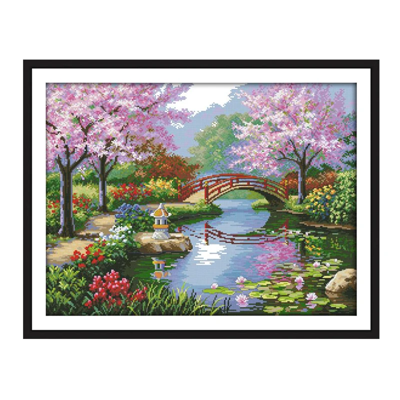 Белый Joy Sunday Beautiful scenery of the park cross stitch kits chinese embroidery needlework decoracion hogar modern set wholesale - Цвет: Белый