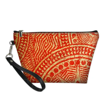 

THIKIN Travel Organizer Cosmetic For Women Girls Polynesian Tribal Pattern Printing Ladies Vintage Make Up Case Water Resistant