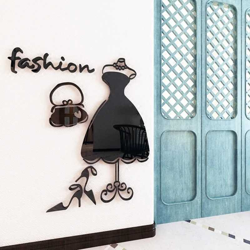 

WS150 crystal 3D wall sticker window clothing store clothing store fashion Glass Sticker lovely girl bedroom wardrobe sticker