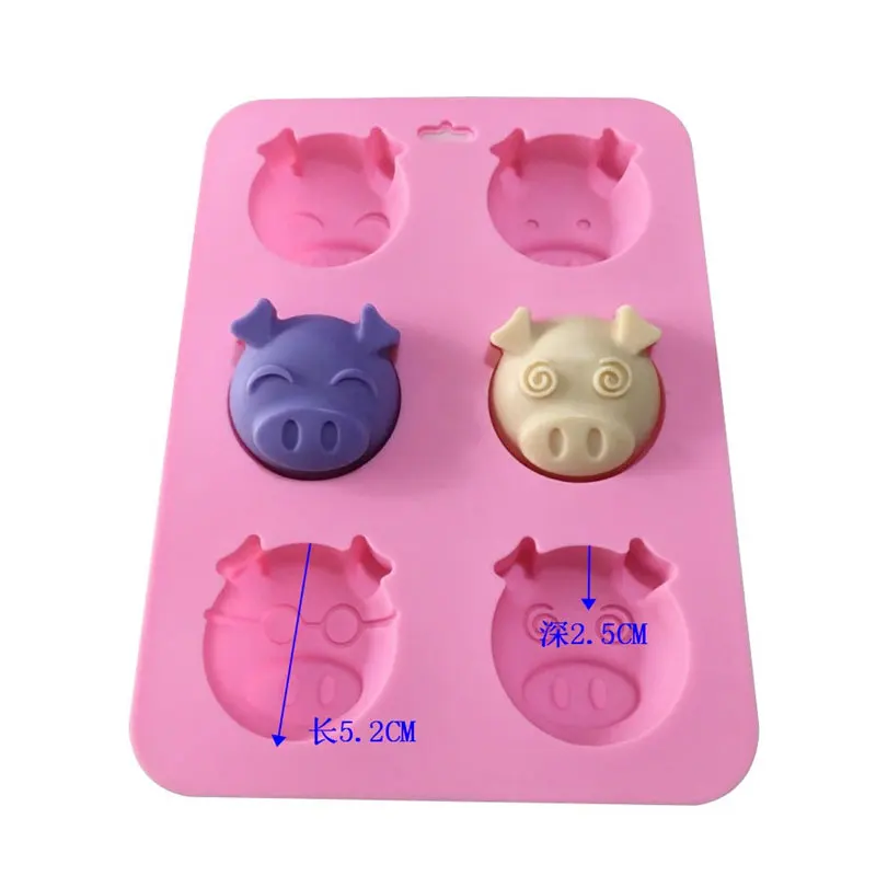 4Cavity Cartoon pig DIY Soap Making Supplies 3D Silicone Cake Mould Handmade Baking Mold Soap Mold