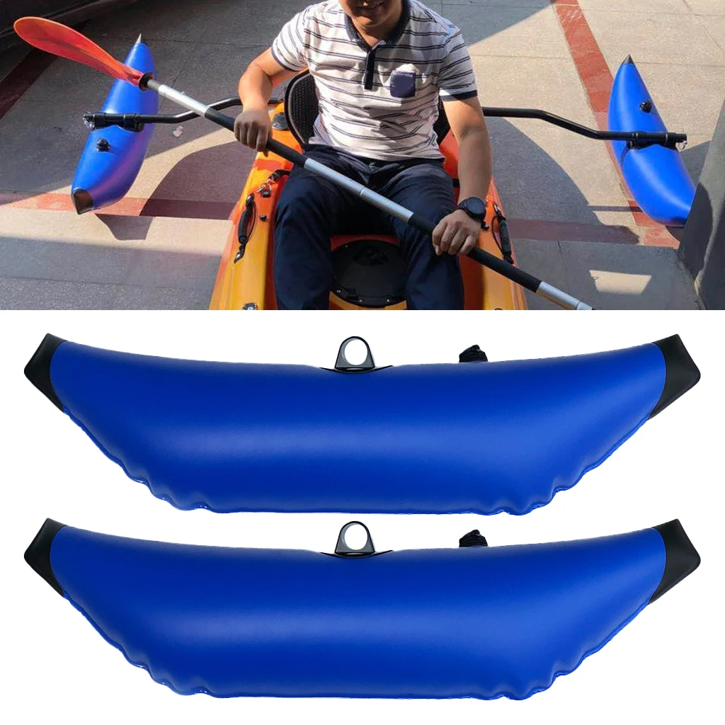 Pack 2 Blue PVC Kayak Canoe Inflatable Outrigger, Fishing Boat SUP Standing Stabilizer Kit Gear Equipment - Premium & Durable
