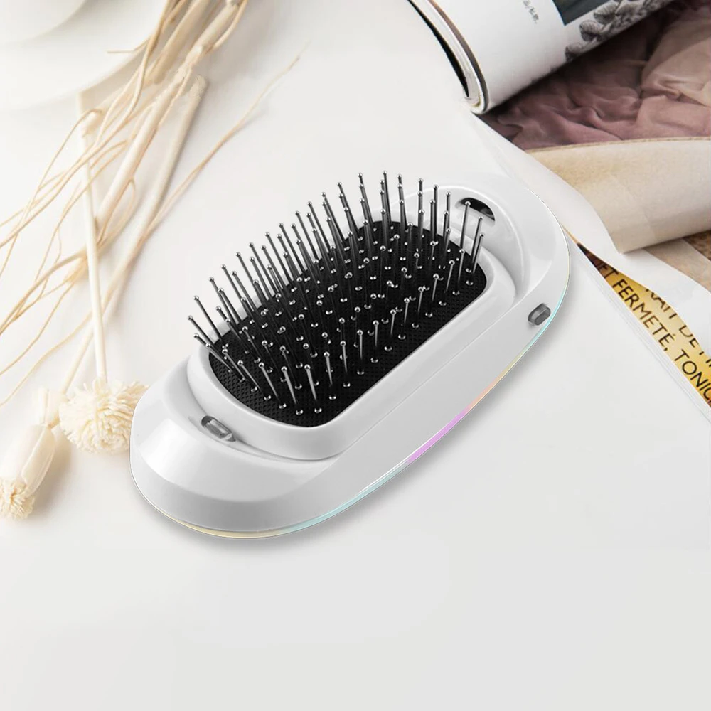 

JuneJour Electric Hair Ionic Brush Portable Hair Straightener Brush Negative Ion Comb Anti-Static Massage Hair Ionic Brush