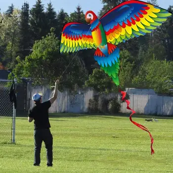 Kids Realistic Big 3D Parrot Kite Children Flying Game Outdoor Sport Playing Toy Garden Cloth Fun Toys Gift with 100m Line 1