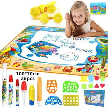 

100x70cm Kids Drawing Books Educational Toys Toddler Water Doodle Mat Painting Board with Magic Pen Gift for Kids' Birthday