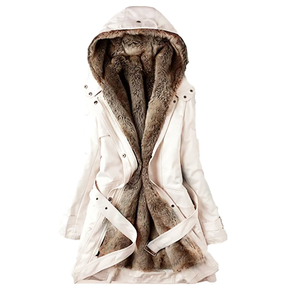 Осенне-зимнее женское пальто с меховой подкладкой женская теплая Толстая Длинная Куртка парка с капюшоном ropa mujer