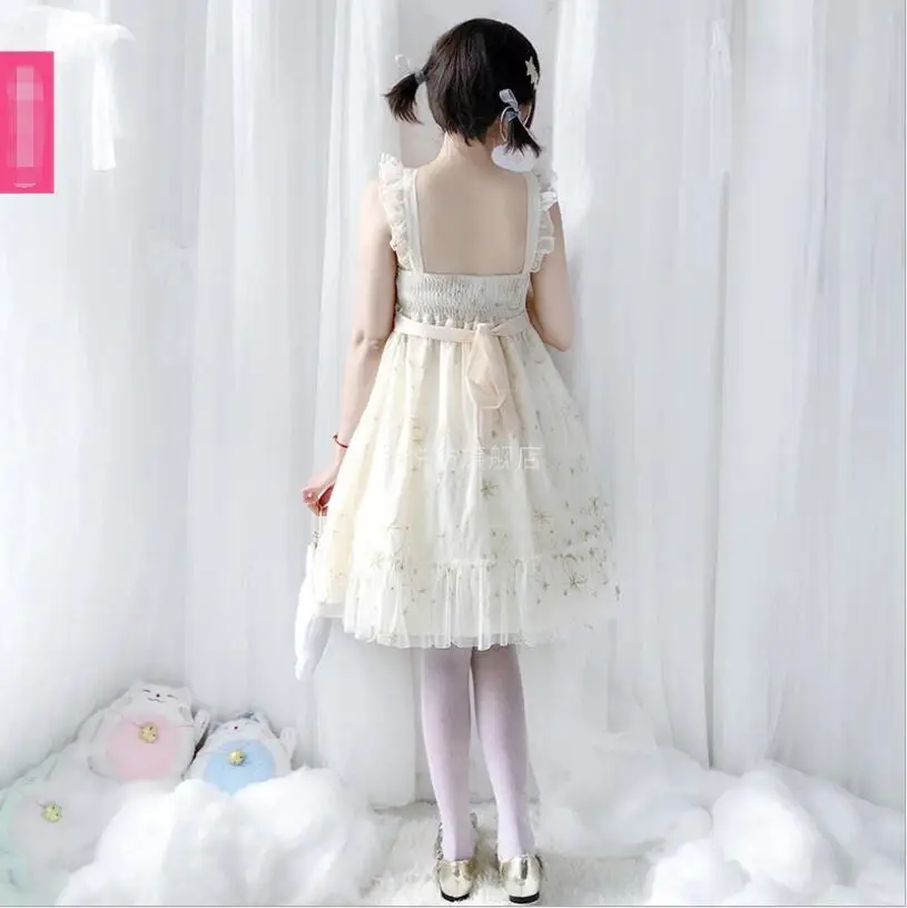 Милое платье принцессы в стиле Лолиты JSK, платье на бретельках, японские вечерние платья с бантом