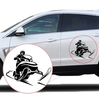 

17.4CM*13.9CM Snowmobile Rider Vinyl Car Body Stickers Funny Car Styling Window Accessories Black/Silver